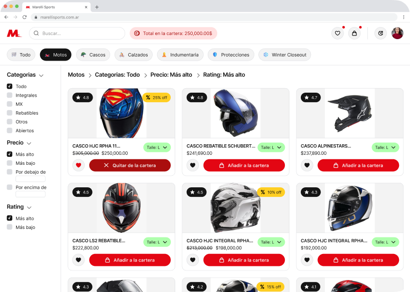 Marelli Sports's e-commerce